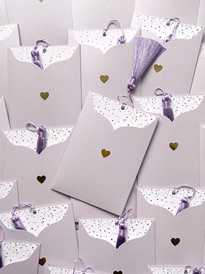 Запрошення прямокутна кишенька Cute purple