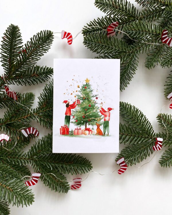 Новорічна листівка Прикрашання ялинки, А6