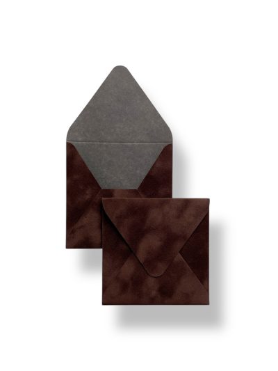Конверт оксамитовий квадратний. Колір Coffee. Розмір 13.5х13.5 см.